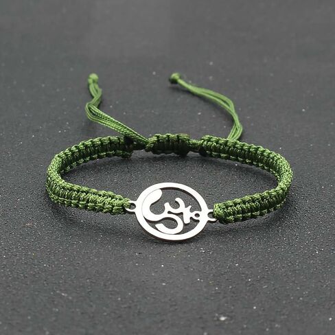 Yoga Om Bracelet for Women - Adjustable Cord, Silver Charm, Spiritual Energy Jewelry in Saudi Arabia