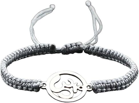 Yoga Om Bracelet for Women - Adjustable Cord, Silver Charm, Spiritual Energy Jewelry in Saudi Arabia