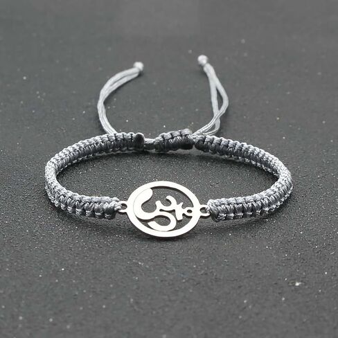 Yoga Om Bracelet for Women - Adjustable Cord, Silver Charm, Spiritual Energy Jewelry in Saudi Arabia