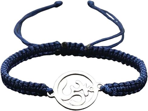 Yoga Om Bracelet for Women - Adjustable Cord, Silver Charm, Spiritual Energy Jewelry in Saudi Arabia
