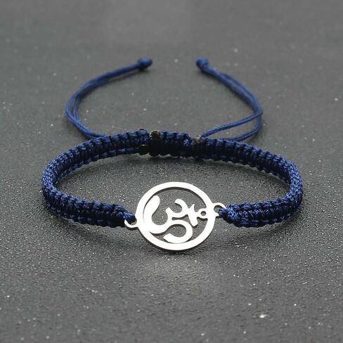 Yoga Om Bracelet for Women - Adjustable Cord, Silver Charm, Spiritual Energy Jewelry in Saudi Arabia