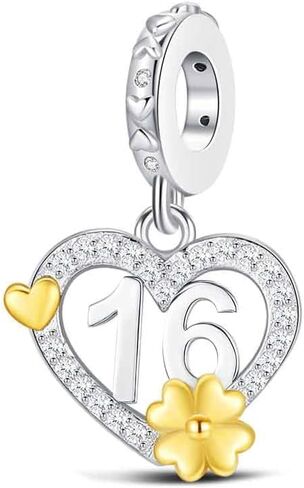 925 سحر الفضة الاسترليني لأساور باندورا 16th 18th 21th 30th 40th 50th 60th سحر عيد ميلاد معلم مع أربع أوراق البرسيم محظوظ الذهب هدية القلب لعائلة الذكرى / عاشق / الأصدقاء in Kuwait