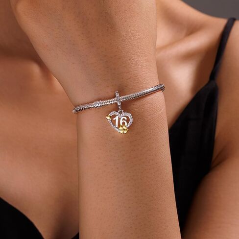 925 سحر الفضة الاسترليني لأساور باندورا 16th 18th 21th 30th 40th 50th 60th سحر عيد ميلاد معلم مع أربع أوراق البرسيم محظوظ الذهب هدية القلب لعائلة الذكرى / عاشق / الأصدقاء in Kuwait