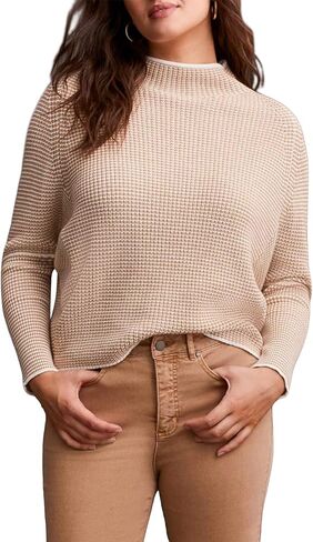 Tribal Women's Funnel Neck Long Dolman Sleeve Sweater with Sharp Contrast Tipping in Saudi Arabia