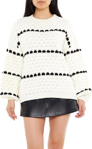 Forever 21 Women's Striped Drop-Sleeve Sweater in Saudi Arabia