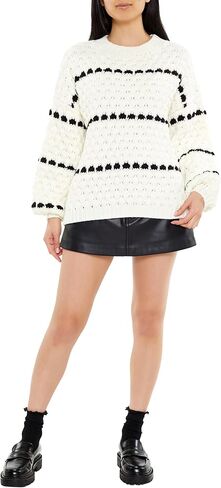 Forever 21 Women's Striped Drop-Sleeve Sweater in Saudi Arabia