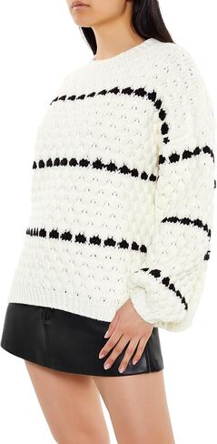 Forever 21 Women's Striped Drop-Sleeve Sweater in Saudi Arabia