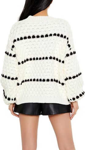 Forever 21 Women's Striped Drop-Sleeve Sweater in Saudi Arabia