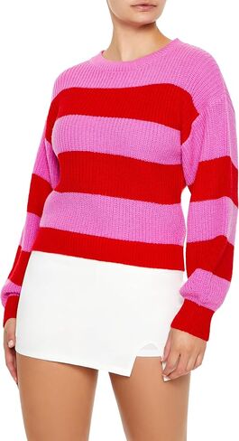 Forever 21 Women's Striped Drop-Sleeve Sweater in Saudi Arabia