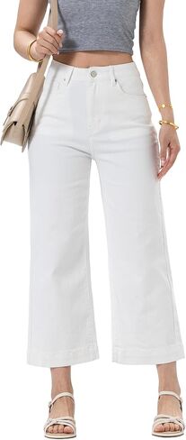 Women‘ High Waisted Jeans,Strechy Wide Leg Summer Denim Pants with Five Pockets in Saudi Arabia