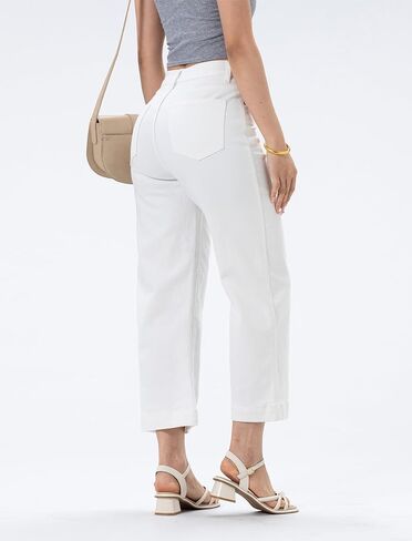Women‘ High Waisted Jeans,Strechy Wide Leg Summer Denim Pants with Five Pockets in Saudi Arabia