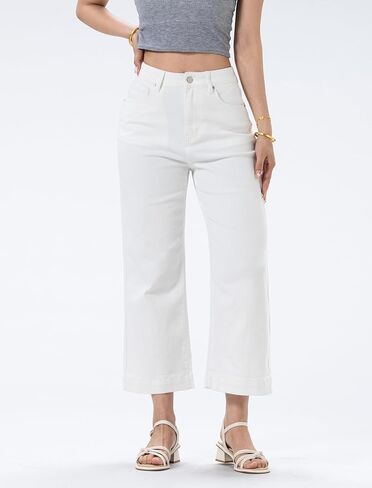 Women‘ High Waisted Jeans,Strechy Wide Leg Summer Denim Pants with Five Pockets in Saudi Arabia