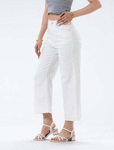 Women‘ High Waisted Jeans,Strechy Wide Leg Summer Denim Pants with Five Pockets in Saudi Arabia