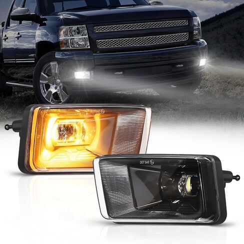 Auxbeam LED Fog Lights with Amber Halo DRL DOT Approved for Chevy Silverado 2008-2014 Avalanche 2007-2013 Suburban 2007-2015 Tahoe 2007-2015 GMC Sierra Yukon Pickup Truck, LED Bumper Driving Fog Lamps in Saudi Arabia