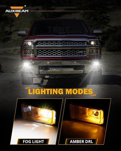 Auxbeam LED Fog Lights with Amber Halo DRL DOT Approved for Chevy Silverado 2008-2014 Avalanche 2007-2013 Suburban 2007-2015 Tahoe 2007-2015 GMC Sierra Yukon Pickup Truck, LED Bumper Driving Fog Lamps in Saudi Arabia