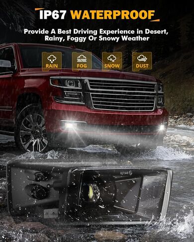 Auxbeam LED Fog Lights with Amber Halo DRL DOT Approved for Chevy Silverado 2008-2014 Avalanche 2007-2013 Suburban 2007-2015 Tahoe 2007-2015 GMC Sierra Yukon Pickup Truck, LED Bumper Driving Fog Lamps in Saudi Arabia
