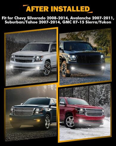 Auxbeam LED Fog Lights with Amber Halo DRL DOT Approved for Chevy Silverado 2008-2014 Avalanche 2007-2013 Suburban 2007-2015 Tahoe 2007-2015 GMC Sierra Yukon Pickup Truck, LED Bumper Driving Fog Lamps in Saudi Arabia