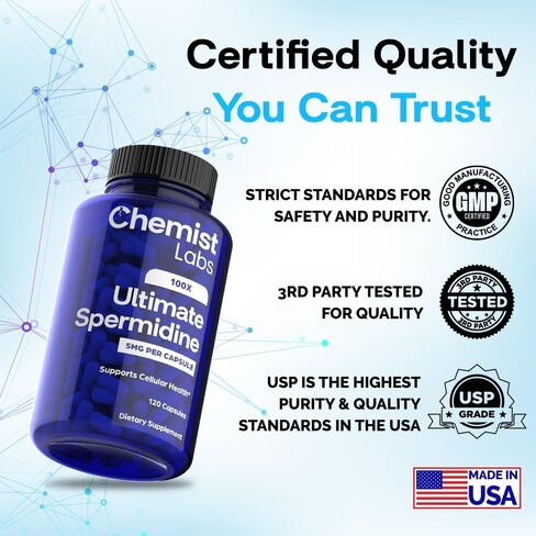Ultimate Spermidine Supplements for Men and Women, 100x Formula, Longevity Supplements Support, 10 mg Per Capsule, 3rd Party Tested, Vegan, 120 Servings in Saudi Arabia