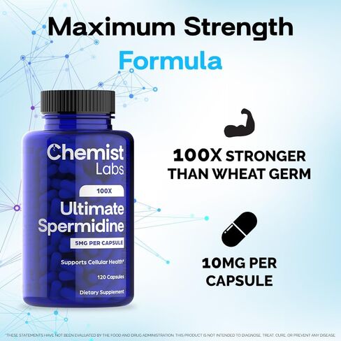 Ultimate Spermidine Supplements for Men and Women, 100x Formula, Longevity Supplements Support, 10 mg Per Capsule, 3rd Party Tested, Vegan, 120 Servings in Saudi Arabia