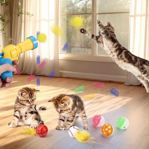 Palksky Cat Ball Pit مع 210 قطعة من كرات لعبة القطط و4 قطع لعبة زنبركية للقطط، ألعاب تفاعلية للقطط للقطط الداخلية التي تشعر بالملل، لعبة إثراء القطط للمتعة التفاعلية والتمرين in Saudi Arabia