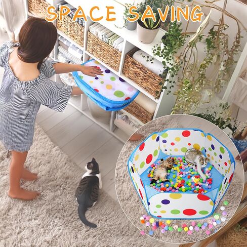 Palksky Cat Ball Pit مع 210 قطعة من كرات لعبة القطط و4 قطع لعبة زنبركية للقطط، ألعاب تفاعلية للقطط للقطط الداخلية التي تشعر بالملل، لعبة إثراء القطط للمتعة التفاعلية والتمرين in Saudi Arabia