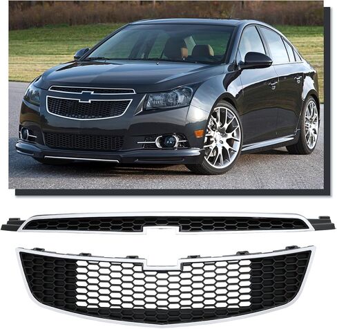 PENSUN Front Bumper Upper & Lower Grille Fit For Chevrolet Chevy Cruze 2011 2012 2013 2014 Grill Black With Chrome Set Of 2 Pcs in Kuwait