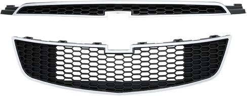 PENSUN Front Bumper Upper & Lower Grille Fit For Chevrolet Chevy Cruze 2011 2012 2013 2014 Grill Black With Chrome Set Of 2 Pcs in Kuwait