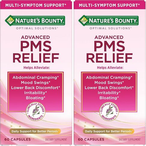 حلول Nature's Bounty Optimal Advanced PMS لدعم الدورة الشهرية ؛ الفترة الإغاثة ملحق دعم PMS للنساء - ChasteBerry ؛ خالية من الهرمونات 60 كبسولات in Kuwait