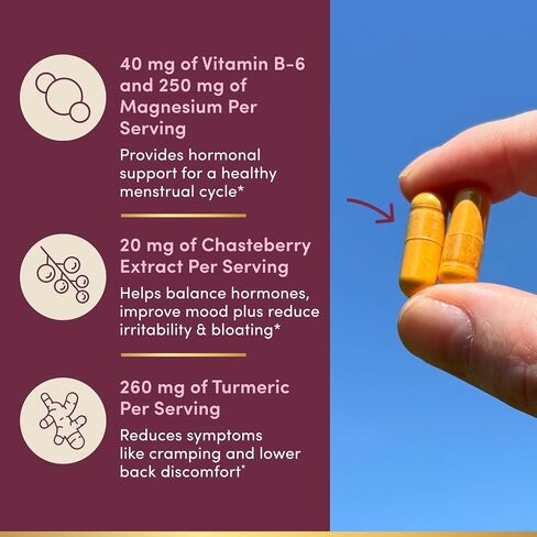 حلول Nature's Bounty Optimal Advanced PMS لدعم الدورة الشهرية ؛ الفترة الإغاثة ملحق دعم PMS للنساء - ChasteBerry ؛ خالية من الهرمونات 60 كبسولات in Kuwait