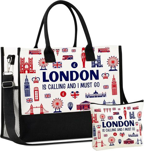 InnoBeta London، الهدايا البريطانية، حقيبة حمل للنساء، إغلاق بسحاب علوي وحزام كتف، هدايا مثالية لعيد الميلاد، عيد الشكر، عيد الميلاد in Saudi Arabia