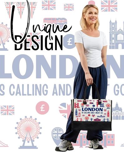 InnoBeta London، الهدايا البريطانية، حقيبة حمل للنساء، إغلاق بسحاب علوي وحزام كتف، هدايا مثالية لعيد الميلاد، عيد الشكر، عيد الميلاد in Saudi Arabia