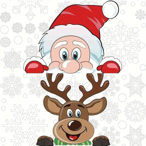 Santa and Reindeer Window Cling Stickers Set - Static Cling Christmas Decals for Car Home Restaurant Window Decor, Holiday Decoration for Glass Surfaces in Saudi Arabia