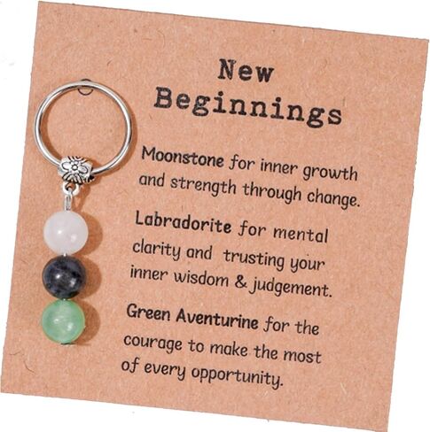 Crystals Keychain, New Years and Going Away Gifts for Coworkers Women, Natural Healing Keychain for New Beginnings in Saudi Arabia