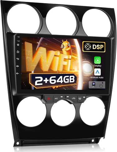 [2+64G] ستيريو سيارة Android 13 لسيارة Mazda 6 2002-2008 - Apple Carplay & Android Auto - شاشة لمس عالية الدقة 9 بوصة EQ Audio - WiFi، ملاحة GPS، وصلة مرآة، SWC + كاميرا احتياطية AHD + Canbus in Kuwait