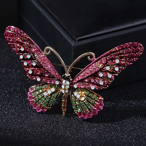 Colorful Rhinestone Butterfly Brooch Pin, Enamel Insect Suit Pin Crystal Angel Lapel Pin Jewelry for Women Girls in Saudi Arabia