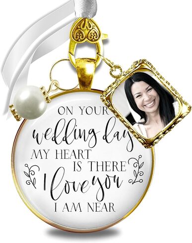Gutsy Goodness Wedding Bouquet Photo Charm Pin Gold Memorial Bridal Picture Frame On Your Day | Custom Gift For Bride to Honor Loved Ones in Saudi Arabia