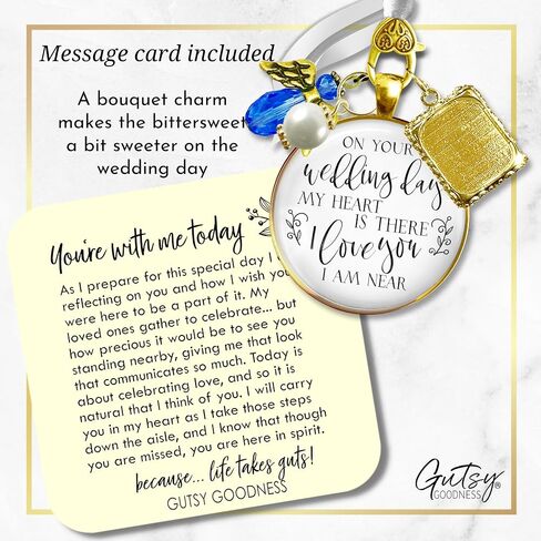 Gutsy Goodness Wedding Bouquet Photo Charm Pin Gold Memorial Bridal Picture Frame On Your Day | Custom Gift For Bride to Honor Loved Ones in Saudi Arabia