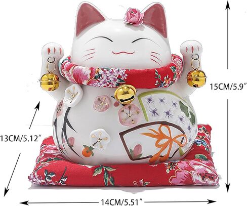 محظوظ القط السيراميك Maneki نيكو يلوحون الذراع الصينية فنغ شوي ديكور ثروة حظا سعيدا حصالة على شكل حيوان القط تمثال in Kuwait