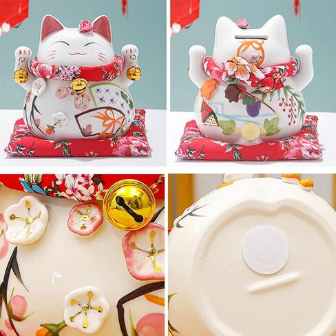 محظوظ القط السيراميك Maneki نيكو يلوحون الذراع الصينية فنغ شوي ديكور ثروة حظا سعيدا حصالة على شكل حيوان القط تمثال in Kuwait