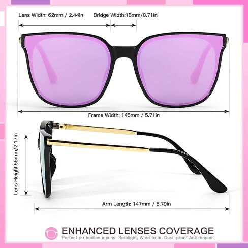 نظارات شمسية مستقطبة للسيدات من FancyPink - نظارات شمسية بإطار Cateyes كبيرة الحجم - ظل حماية من الأشعة فوق البنفسجية للنساء in Saudi Arabia