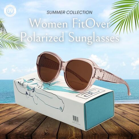 BLUE CUT Fit Over Polarized Sunglasses For Women Stylish Solar Shield Clip-On Over Prescription Glasses in Kuwait