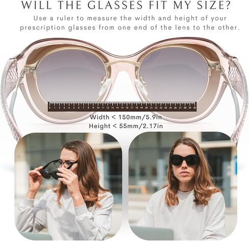 BLUE CUT Fit Over Polarized Sunglasses For Women Stylish Solar Shield Clip-On Over Prescription Glasses in Kuwait