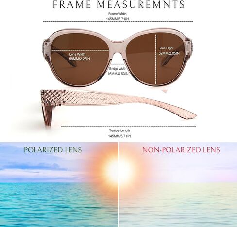 BLUE CUT Fit Over Polarized Sunglasses For Women Stylish Solar Shield Clip-On Over Prescription Glasses in Kuwait