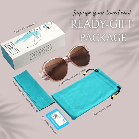 BLUE CUT Fit Over Polarized Sunglasses For Women Stylish Solar Shield Clip-On Over Prescription Glasses in Kuwait