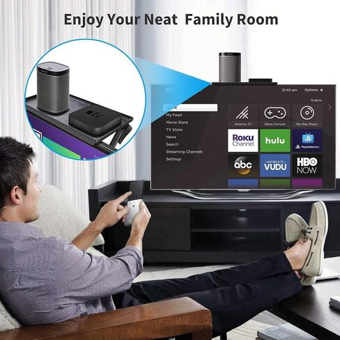 TV/PC Top Shelf Mount, Adjustable Monitor Top Shelf Wide Platform Screen Storage Bracket, TV Mounted Shelf for Routers, Cable Boxes, Games Consoles, DVD Player and Remote - 11.8 x 4.7 Inch in Saudi Arabia