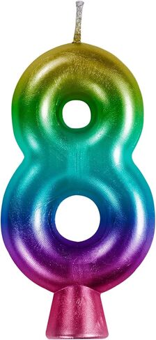 Rainbow Metallic 8 Birthday Candle 1ct in Saudi Arabia