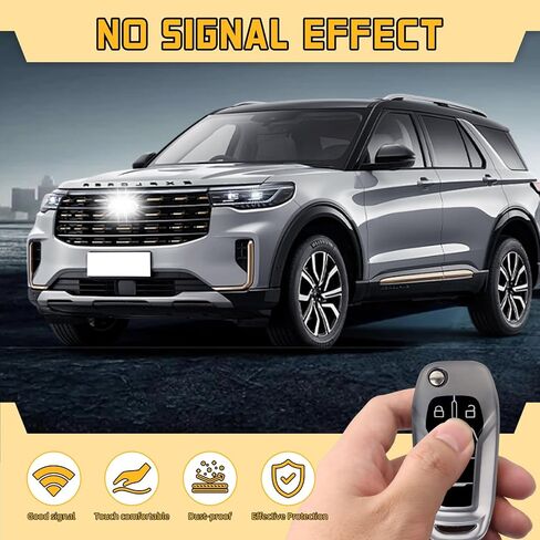 FT FUNTOR لغطاء مفتاح سيارة فورد، متوافق مع Ford Bronco F-150 F-250 F-350 F-450 F-550 Raptor Fusion Ranger Ranger XLT Figo، غطاء مفتاح TPU بأربعة أزرار مع سلسلة مفاتيح (رمادي C) in Kuwait