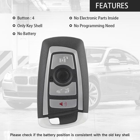 Key Fob Cover Shell Case Replacement 4 Buttons Key Fob Remote Control Shell Case - Compatible for BMW 1 2 3 4 5 6 7 Series E90 E92 E93 X5 F10 F20 F30 F40 in Saudi Arabia