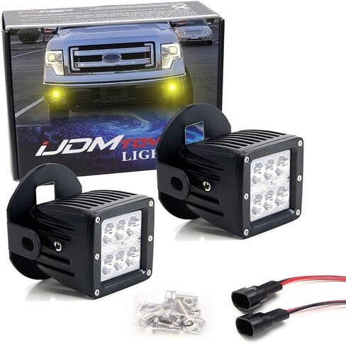 iJDMTOY عدسة صفراء LED مجموعة مصابيح الضباب الخفيفة المتوافقة مع 2006-2014 Ford F150، تتضمن (2) مكعبات LED عالية الطاقة 2x3 CRE LED، وأقواس تثبيت موقع Foglight وأسلاك/محول in Saudi Arabia