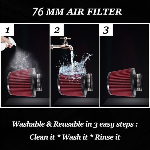 muge racing Universal 3 Inch 76mm Air Intake Filter Replacement Cone Air Filters Quality Dry Air Filter in Saudi Arabia